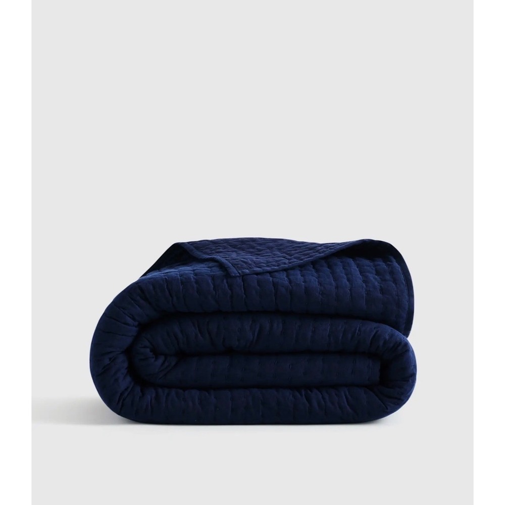 Quince European Linen Cotton Stitch Quilt Full/Queen Navy NWOT